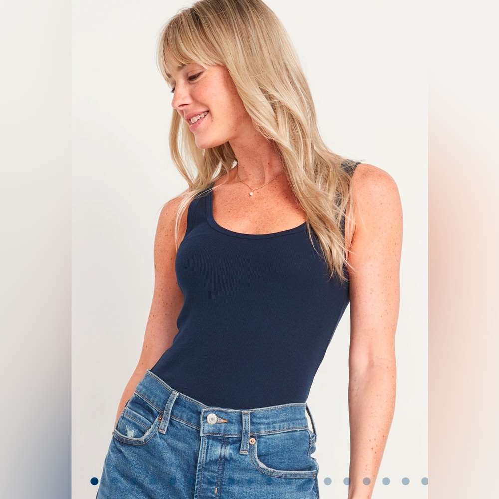 NWOT 3-Pack Old Navy Women’s Slim-Fit Rib-Knit Tank Top Blue Large 12-14 Tall - Picture 6 of 16